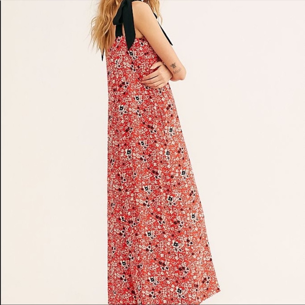 Free People Cecilia Red White Floral Jumpsuit SM